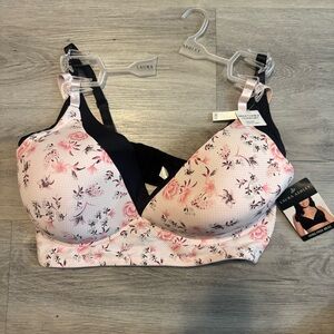 Laura Ashley Pink Floral Bra with Black‎ Accents